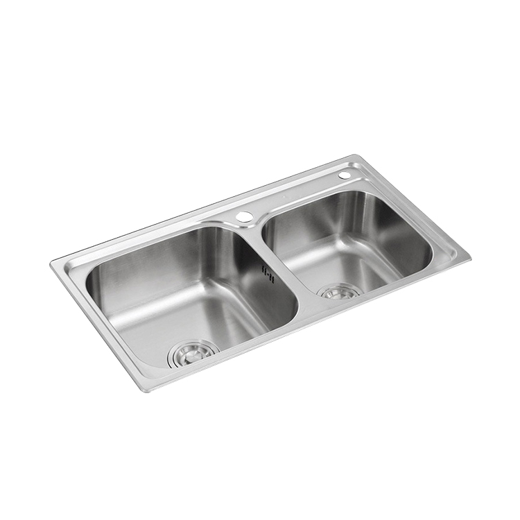 Stainless steel SUS304 Satin Punching Topmount kitchen double bowl 60/40 sink 6538